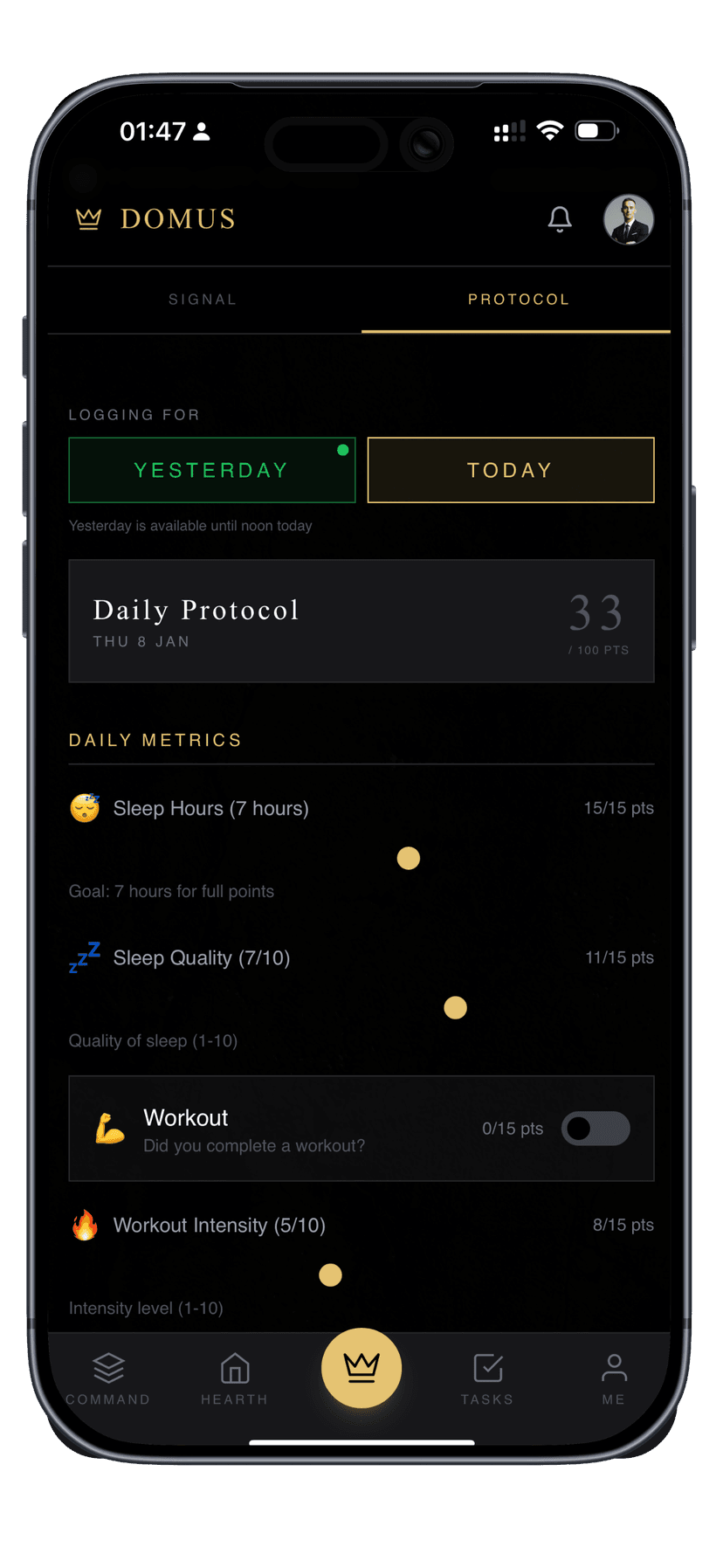 Daily rituals and protocol tracking